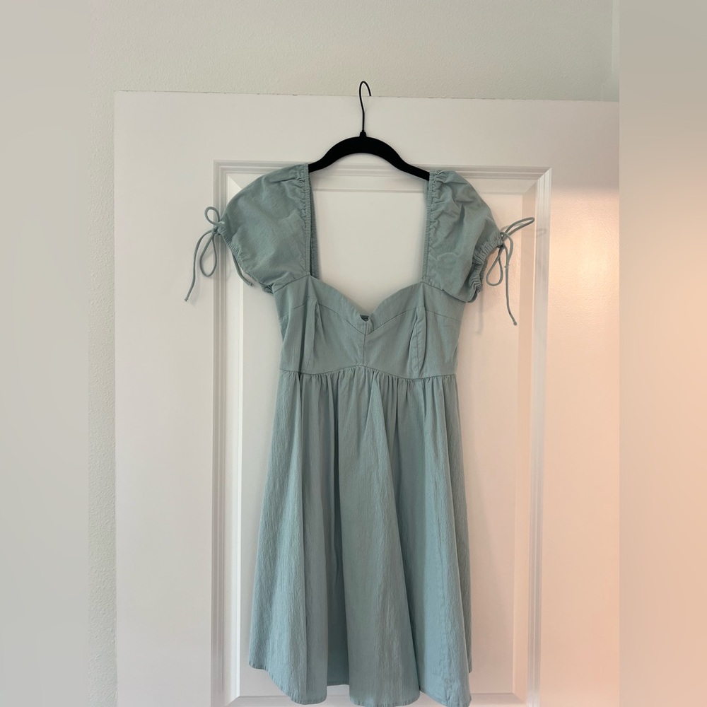 Abercrombie & Fitch Light Blue Puff Sleeve Mini Dress